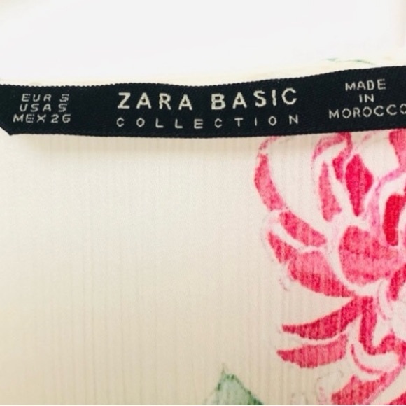 Zara floral blouse Size S with tie around waist - Picture 8 of 9